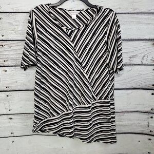 Christopher & Banks Large Black/White Stripe Top